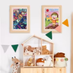 Rama Cutie pentru Foto si Cutie, Flippy, din Lemn, cu Spatiu Pentru Depozitare, Pentru Desene si Picturi A4, Sticla Securizata, 35 x 26 x 4 cm, 530 g, Maro Lemn - imagine 4