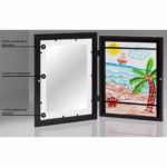 Rama Foto Flippy, din Plastic, cu Spatiu Pentru Depozitare, Pentru Desene si Picturi A4, Sticla Securizata, Negru - imagine 3