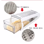 Razatoare de bucatarie cu cutie colectoare Flippy, doua tipuri de lame, carcasa inox si ABS, design practic, alb - imagine 2