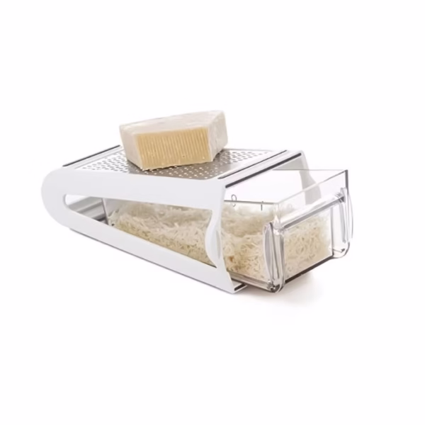 Razatoare de bucatarie cu cutie colectoare Flippy, doua tipuri de lame, carcasa inox si ABS, design practic, alb - imagine 3