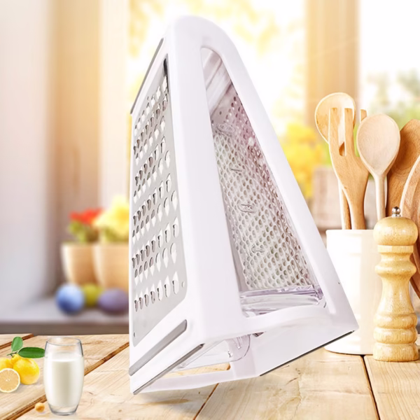 Razatoare de bucatarie cu cutie colectoare Flippy, doua tipuri de lame, carcasa inox si ABS, design practic, alb - imagine 4
