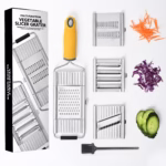 Razatoare multifunctionala Flippy, Inox, 4 tipuri de lame, usor de manevrat, maner din ABS ergonomic,33 x 8.6 cm, periuta curatare inclusa, Lame interschimbabile, Argintiu - imagine 2