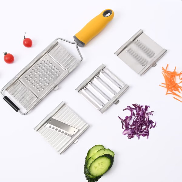 Razatoare multifunctionala Flippy, Inox, 4 tipuri de lame, usor de manevrat, maner din ABS ergonomic,33 x 8.6 cm, periuta curatare inclusa, Lame interschimbabile, Argintiu - imagine 4