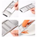 Razatoare multifunctionala Flippy, Inox, 4 tipuri de lame, usor de manevrat, maner din ABS ergonomic,33 x 8.6 cm, periuta curatare inclusa, Lame interschimbabile, Argintiu - imagine 5