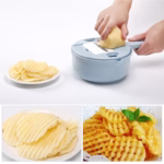 Razatoare multifunctionala Flippy pentru legume, fructe, branzeturi, 10 piese, 27.6x8 cm, albastru - imagine 4