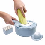 Razatoare multifunctionala Flippy pentru legume, fructe, branzeturi, 10 piese, 27.6x8 cm, albastru - imagine 5