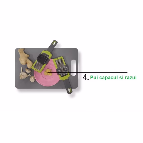 Razatoare Multifunctionala, Flippy, pentru Ustuoi, Branza, Cascaval, 20.3 x 5.8 x 3.3 cm, Verde/Gri - imagine 5