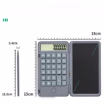 Calculator de Mana Reincarcabil cu Tabla de Scris, Flippy, Calculator Portabil, Ecran LCD, Afisaj cu 12 Cifre, Ecran de 15 cm, Culoare Gri - imagine 2