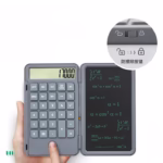 Calculator de Mana Reincarcabil cu Tabla de Scris, Flippy, Calculator Portabil, Ecran LCD, Afisaj cu 12 Cifre, Ecran de 15 cm, Culoare Gri - imagine 3