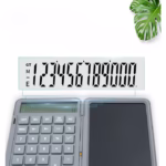 Calculator de Mana Reincarcabil cu Tabla de Scris, Flippy, Calculator Portabil, Ecran LCD, Afisaj cu 12 Cifre, Ecran de 15 cm, Culoare Gri - imagine 4
