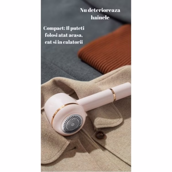 Aparat Pentru Curatat Scame, Par Si Praf, Flippy, Pentru Diferite Tipuri De Material, Cu Lame Din Otel Inoxidabil, Incarcare Prin USB Type-C, Cu Perie De Curatare, Cablu USB Si Stick Cu Lipici Incluse, Roz, 220 x 86 mm - imagine 5