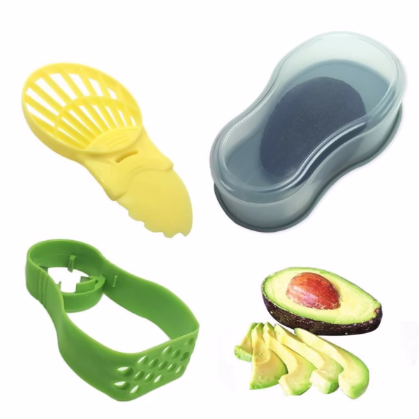 recipient-de-depozitare-avocado-5in1-flippy-etans-pentru-frigider-din-plastic-dispozitiv-de-taiat-cu-main-674713e067997 Recipient de Depozitare Avocado 5in1, Flippy, Etans, pentru Frigider, din Plastic, Dispozitiv de Taiat, Curatat, Feliat, 15x4.5x7 cm, Gri - imagine 1