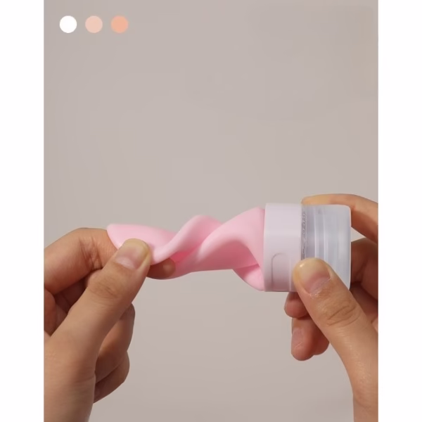 Recipient Portabil din Silicon Elegant de Voiaj, Sticla de Calatorie, Flippy, Potrivita pentru Lotiune, Sampon si Alte Lichide, Anti-scurgere, cu Posibilitate de Reumplere, Capacitate 90mL, 14cm, Roz - imagine 5