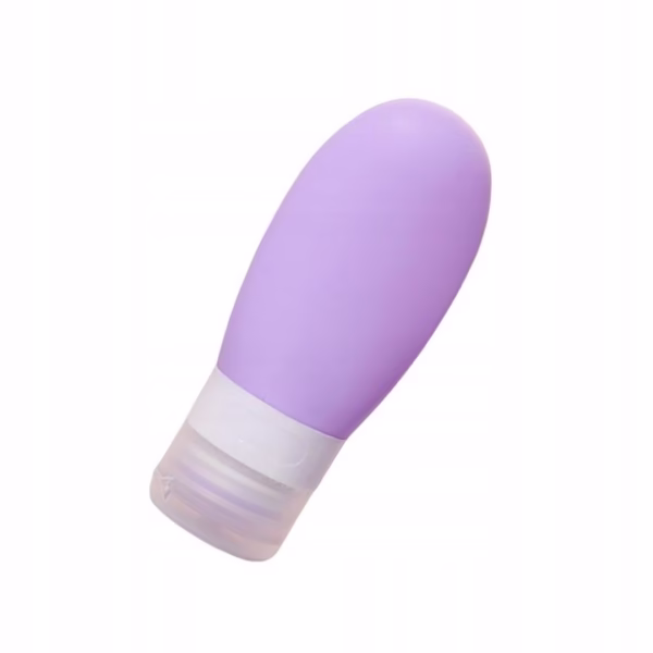 Recipient Portabil din Silicon Elegant de Voiaj, Sticla de Calatorie, Flippy, Potrivita pentru Lotiune, Sampon si Alte Lichide, Anti-scurgere, cu Posibilitate de Reumplere, Capacitate 90mL, Mov - imagine 5