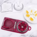 Feliator multifunctional Flippy pentru oua, mozzarela, fructe, 2 forme de feliere, agatatoare, 20 cm, Visiniu - imagine 7