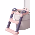 Reductor si Scaunel Inaltator WC, Flippy, pentru Copii 1 - 7 Ani, 2 Trepte Reglabile, Pliabil, Colac Moale, cu Spatar si Manere, Inaltime 54/58 cm x 39.5 x 35 cm, din Plastic+PVC, Roz/Mov - imagine 4
