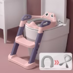 Reductor si Scaunel Inaltator WC, Flippy, pentru Copii 1 - 7 Ani, 2 Trepte Reglabile, Pliabil, Colac Moale, cu Spatar si Manere, Inaltime 54/58 cm x 39.5 x 35 cm, din Plastic+PVC, Roz/Mov - imagine 5