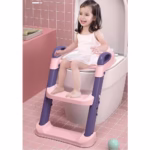Reductor si Scaunel Inaltator WC, Flippy, pentru Copii 1 - 7 Ani, 2 Trepte Reglabile, Pliabil, Colac Moale, cu Spatar si Manere, Inaltime 54/58 cm x 39.5 x 35 cm, din Plastic+PVC, Roz/Mov - imagine 6