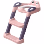 Reductor si Scaunel Inaltator WC, Flippy, pentru Copii 1 - 7 Ani, 2 Trepte Reglabile, Pliabil, Colac Moale, cu Spatar si Manere, Inaltime 54/58 cm x 39.5 x 35 cm, din Plastic+PVC, Roz/Mov