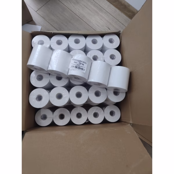 Role de hartie TERMICA, Flippy, Set 5 bucati, Role de hartie pentru Casa de Marcat, POS, latime 80 mm, Lungime 48 metri, Diametru interior 25 mm, Diametru exterior 76 mm - imagine 3