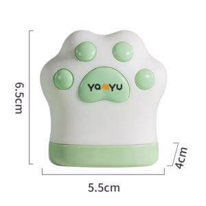 Ruleta Portabila, Flippy, Ruleta mini pentru Copii, Model Labuta de Pisica, cu Prindere, pentru Masurat Diametrul, 5.5 x 6.5 cm, Banda 1.5m, Verde