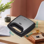 Sandwich Maker Flippy, 24 x 23.5 cm, cu forme de triunghi si patrat, Cablu 80 cm, Material Interior Antiaderent, Inoxidabil, Maner Izolat Termic, 750W, 220 V, gri - imagine 5