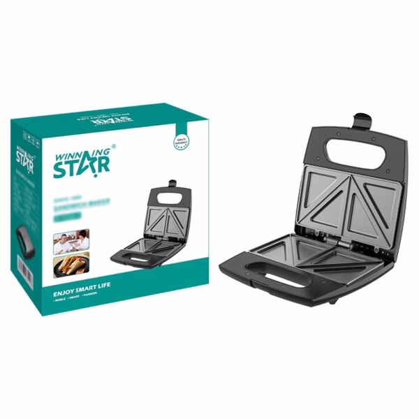 Sandwich Maker Flippy, 24 x 23.5 cm, cu forme de triunghi si patrat, Cablu 80 cm, Material Interior Antiaderent, Inoxidabil, Maner Izolat Termic, 750W, 220 V, gri - imagine 8