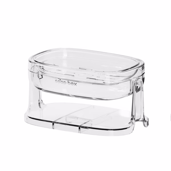 Savoniera cu Suport 2 in 1, Flippy, Pentru Perete sau Blat, PET, Scurgere Optima, Argintiu Transparent - imagine 5