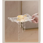 Savoniera din Plastic Flippy, 11 x 8 cm, cu Scurgere Apa, Design Modern, Transparent - imagine 6