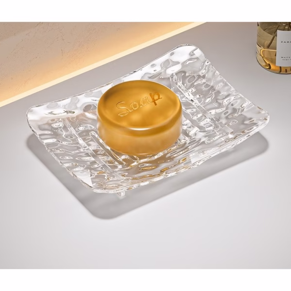 Savoniera din Plastic Flippy, 15 x 9 cm, cu Scurgere Apa, Design Modern, Transparent - imagine 2