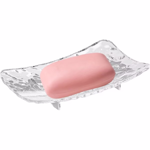 Savoniera din Plastic Flippy, 15 x 9 cm, cu Scurgere Apa, Design Modern, Transparent - imagine 3