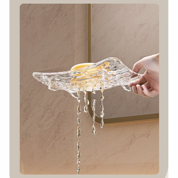 Savoniera din Plastic Flippy, 15 x 9 cm, cu Scurgere Apa, Design Modern, Transparent - imagine 5