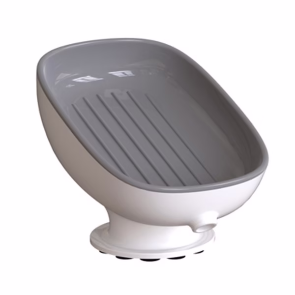 Savoniera din Plastic, Flippy, cu Ventuza, Design Modern, Gri - imagine 2