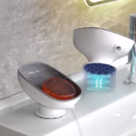 Savoniera din Plastic, Flippy, cu Ventuza, Design Modern, Gri - imagine 4