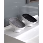 Savoniera din Plastic, Flippy, cu Ventuza, Design Modern, Gri - imagine 6