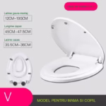 Capac de Toaleta cu Reductie 2 in 1, Flippy, pentru Copii si Adulti, Coborare Lenta si Silentioasa, Instalare Usoara, din PP5 , in Forma de V, Alb - imagine 3