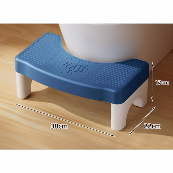 Scaunel WC, Flippy, Tratament Impotriva Hemoroizilor si Constipatiei, Scaun Inaltator WC Copii, Suport Picioare WC, Taburet Inaltator Pozitia Corecta Ghemuit Pe WC, Plastic Rezistent, 17x22x38 cm, Albastru - imagine 3