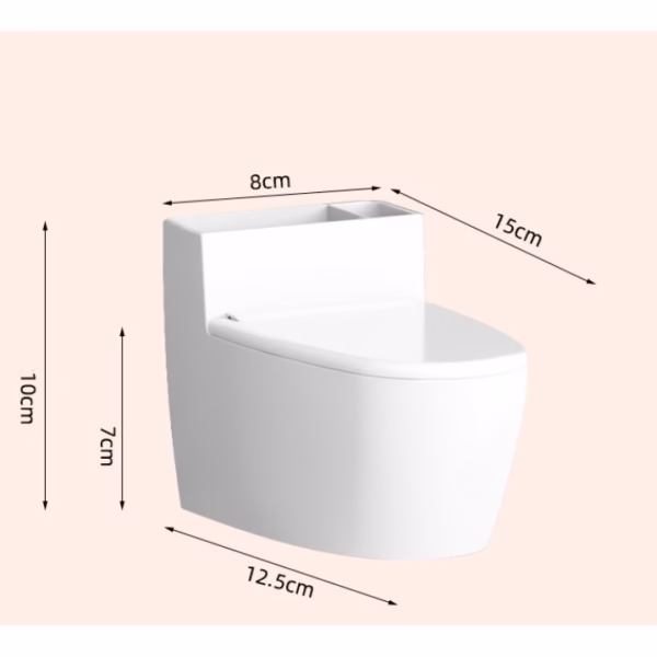 Scrumiera creativa Flippy, Forma de Toaleta, Capac Alb , Material ABS si Otel Inoxidabil, 12.5 x 10 x 8 cm, Fixare prin Lipire sau De Sine Statator, pentru Baie, Camera, Bucatarie, Balcon, Alb, model 2 - imagine 2