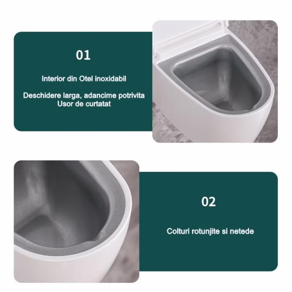 Scrumiera creativa Flippy, Forma de Toaleta, Capac Alb , Material ABS si Otel Inoxidabil, 12.5 x 10 x 8 cm, Fixare prin Lipire sau De Sine Statator, pentru Baie, Camera, Bucatarie, Balcon, Alb, model 2 - imagine 11