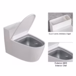 Scrumiera creativa Flippy, Forma de Toaleta, Capac Alb , Material ABS si Otel Inoxidabil, 12.5 x 9.8 x 8.4 cm, Fixare prin Lipire sau De Sine Statator, pentru Baie, Camera, Bucatarie, Balcon, Alb - imagine 2