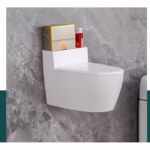 Scrumiera creativa Flippy, Forma de Toaleta, Capac Alb , Material ABS si Otel Inoxidabil, 12.5 x 9.8 x 8.4 cm, Fixare prin Lipire sau De Sine Statator, pentru Baie, Camera, Bucatarie, Balcon, Alb - imagine 4