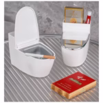 Scrumiera creativa Flippy, Forma de Toaleta, Capac Argintiu, Material ABS si Otel Inoxidabil, 12.5 x 9.8 x 8.4 cm, Fixare prin Lipire sau De Sine Statator, pentru Baie, Camera, Bucatarie, Balcon, Argintiu - imagine 4