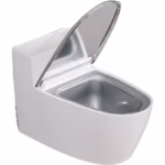 Scrumiera creativa Flippy, Forma de Toaleta, Capac Argintiu, Material ABS si Otel Inoxidabil, 12.5 x 9.8 x 8.4 cm, Fixare prin Lipire sau De Sine Statator, pentru Baie, Camera, Bucatarie, Balcon, Argintiu