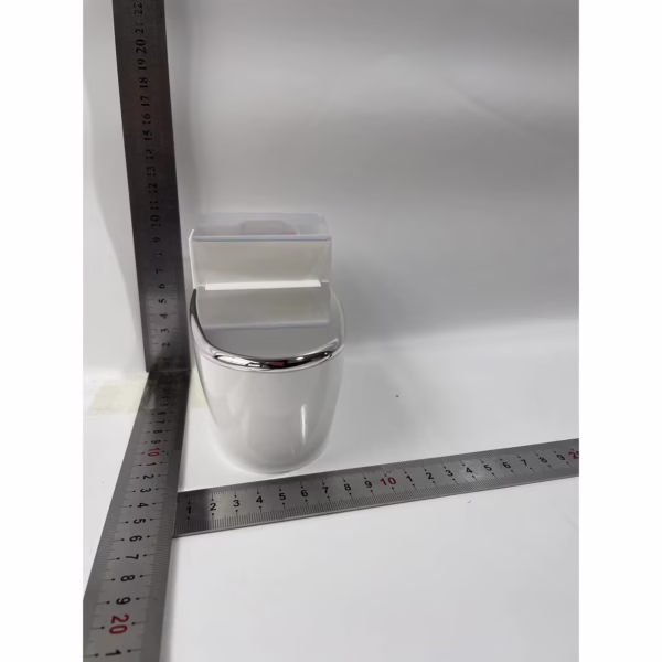 Scrumiera creativa Flippy, Forma de Toaleta, Capac Argintiu, Material ABS si Otel Inoxidabil, 12.5 x 9.8 x 8.4 cm, Fixare prin Lipire sau De Sine Statator, pentru Baie, Camera, Bucatarie, Balcon, Argintiu - imagine 7