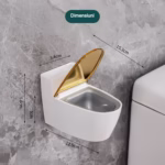 Scrumiera creativa Flippy, Forma de Toaleta, Capac Auriu, Material ABS si Otel Inoxidabil, 12.5 x 9.8 x 8.4 cm, Fixare prin Lipire sau De Sine Statator, pentru Baie, Camera, Bucatarie, Balcon, Auriu - imagine 3