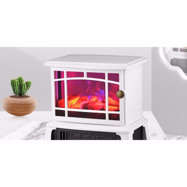 Semineu electric Flippy, 1500W, cu efect de flacara, 25 x 16 x 25 cm, Alb - imagine 4