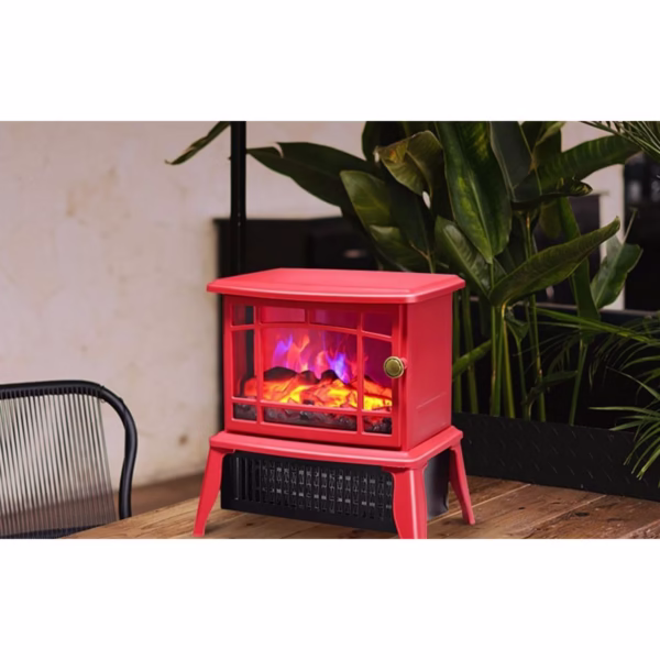 Semineu electric Flippy, 1500W, cu efect de flacara, 25 x 16 x 25 cm, Rosu - imagine 4