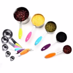 Set 10 Piese de Masurare, Flippy, 5 Linguri Gradate + 5 Cesti Gradate, Otel Inoxidabil + Silicon, 19 x 8 x 9 cm, Multicolor - imagine 6