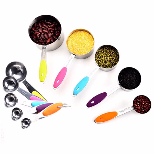 Set 10 Piese de Masurare, Flippy, 5 Linguri Gradate + 5 Cesti Gradate, Otel Inoxidabil + Silicon, 19 x 8 x 9 cm, Multicolor - imagine 6