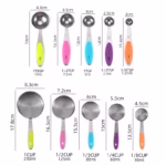 Set 10 Piese de Masurare, Flippy, 5 Linguri Gradate + 5 Cesti Gradate, Otel Inoxidabil + Silicon, 19 x 8 x 9 cm, Multicolor - imagine 8
